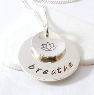 Breathe Sterling Silver Stamped Pendant