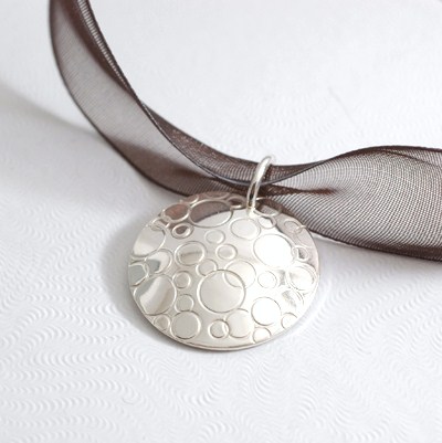 Bubbles Hand Stamped Sterling Silver Pendant