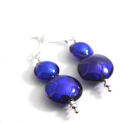 Murano Ice Cobalt Blue Earrings