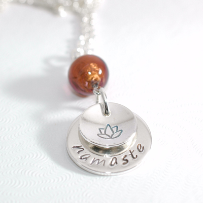 Namaste Sterling Silver and Murano Glass Pendant